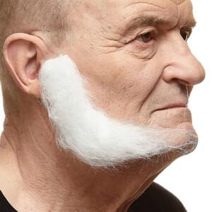 L SHAPED SIDEBURNS FAKE MUTTON CHOPS REALISTIC WHITE