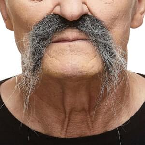 FU MANCHU FAKE MUSTACHE SALT & PEPPER