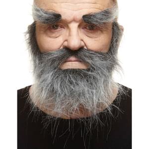 TRAPPER FAKE MUSTACHE BEARD & EYEBROWS SALT & PEPPER