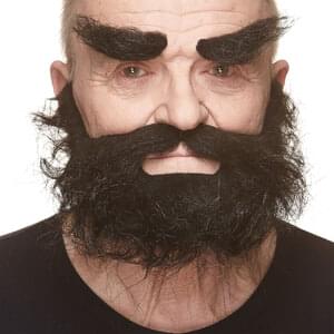 TRAPPER FAKE MUSTACHE BEARD & EYEBROWS BLACK
