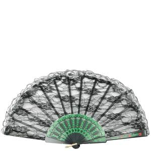 LACE FAN BLACK 9"