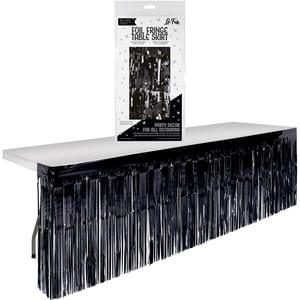 BLACK FOIL FRINGE TABLE SKIRT