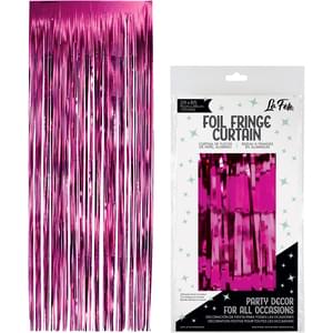 FUCHSIA FOIL FRINGE CURTAIN
