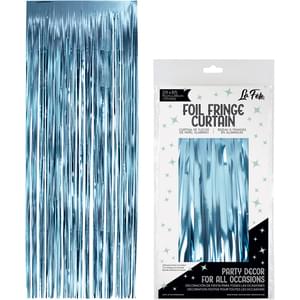 LIGHT BLUE FOIL FRINGE CURTAIN