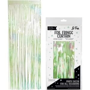 GREEN IRIDESCENT FOIL FRINGE CURTAIN