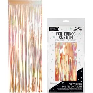 ORANGE IRIDESCENT FOIL FRINGE CURTAIN