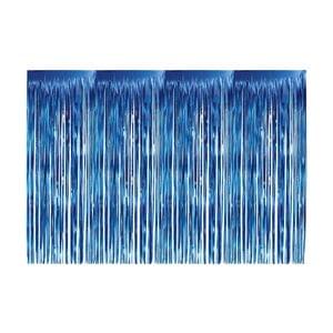 BLUE JUMBO FOIL FRINGE CURTAIN
