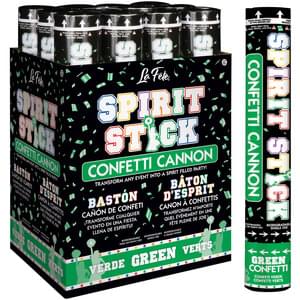 12" CONFETTI SPIRIT STICK CANNON GREEN