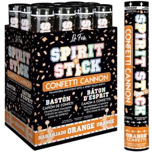 12" CONFETTI SPIRIT STICK CANNON ORANGE
