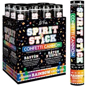 12" CONFETTI SPIRIT STICK CANNON RAINBOW