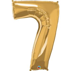 NUMBER 7 METALLIC GOLD HELIUM SHAPE