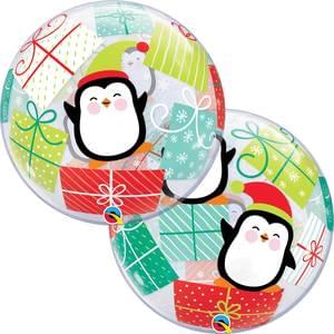 22" PENGUINS & PRESENTS BUBBLE BALLOON