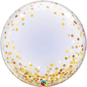 24" GOLD CONFETTI DOTS DECO BUBBLE BALLOON