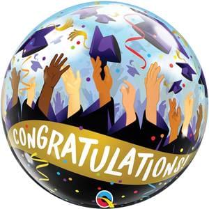 22" CONGRATULATIONS GRAD CAPS BUBBLE BALLOON 