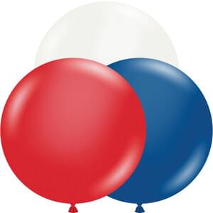 24" CRYSTAL RED, WHITE & SAPPHIRE BLUE PATRIOTIC ASST