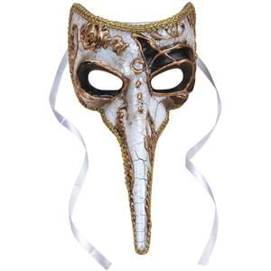 LONG NOSE HALF MASK WHITE/GOLD