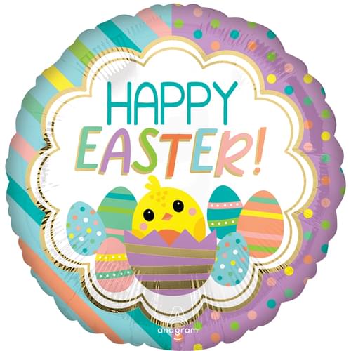 18" HAPPY EASTER STRIPES & DOTS HX