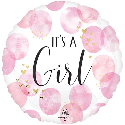 18" BABY GIRL PINK WATERCOLOR HX