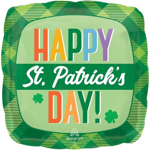 18" HAPPY ST. PATRICK'S DAY PLAID HX