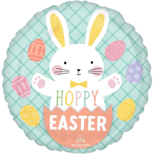 18" HOPPY EASTER BUNNY & EGGS HX