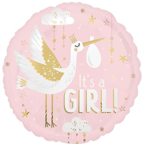 18" SATIN SPECIAL DELIVERY BABY GIRL SATIN