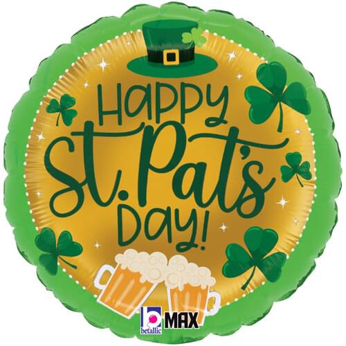 18" ST. PAT'S BEER AND SHAMROCKS MAX FLOAT ROUND BALLOON