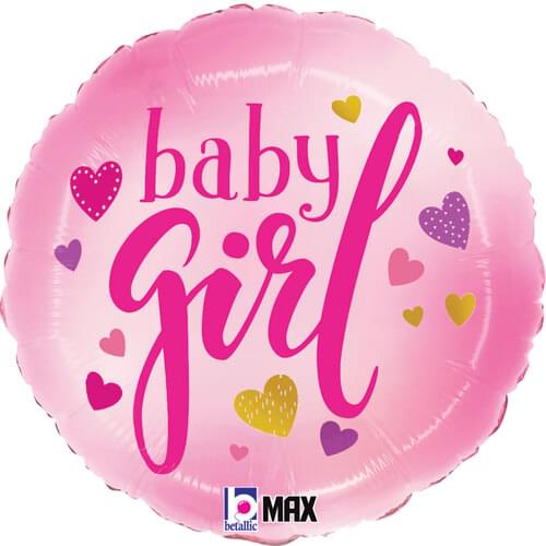 18" BABY GIRL PINK HEARTS MAX FLOAT