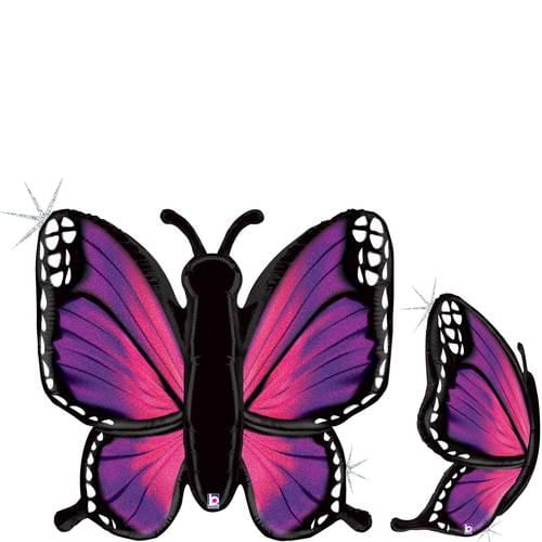 46" PINK RADIANT BUTTERFLY GLITTER HOLOGRAPHIC