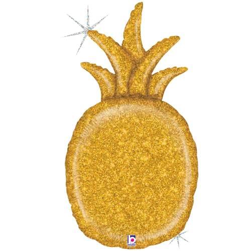 35" GOLD GLITTER PINEAPPLE GLITTER HOLOGRAPHIC