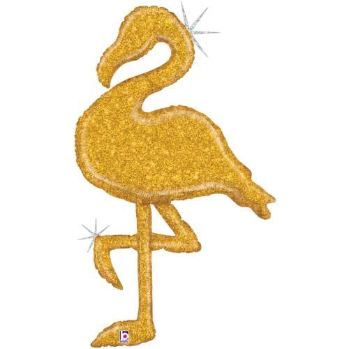 53" GOLD GLITTER FLAMINGO GLITTER HOLOGRAPHIC