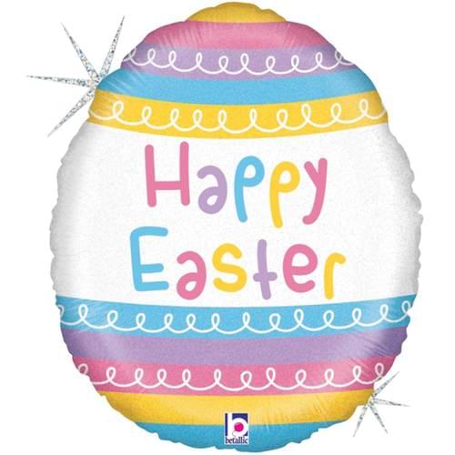 18" PASTEL STRIPES EASTER EGG HOLOGRAPHIC