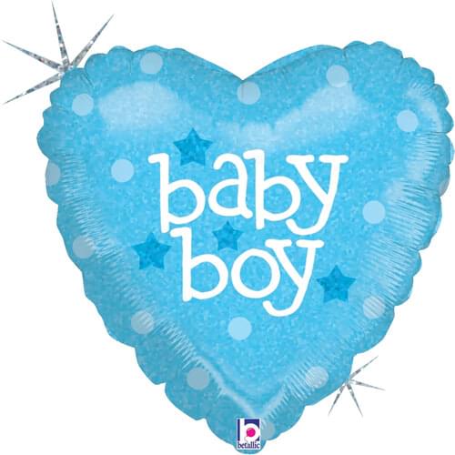 18" BABY BOY HEART HOLOGRAPHIC