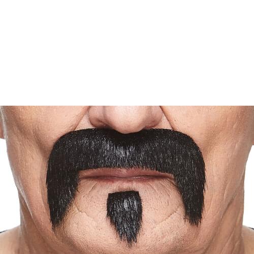 GRANDPA'S FAKE MUSTACHE & BEARD BLACK LUSTROUS