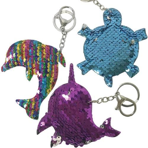 FLIP SEQUIN SEA LIFE KEYCHAIN ASST.